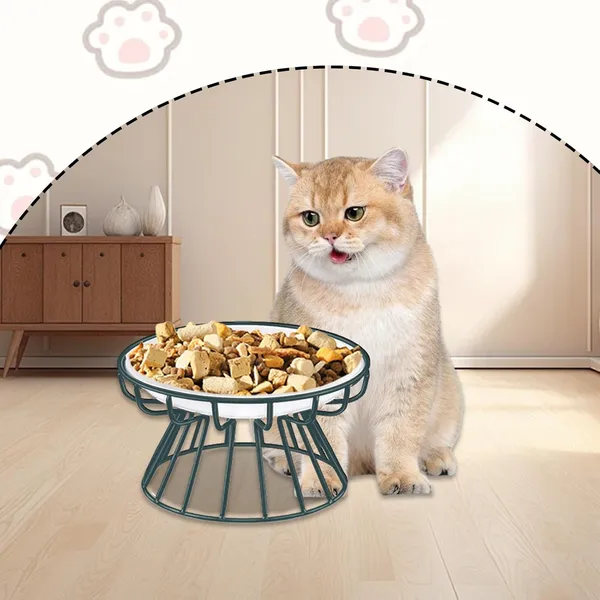 Plato elevado de cerámica con base metálica